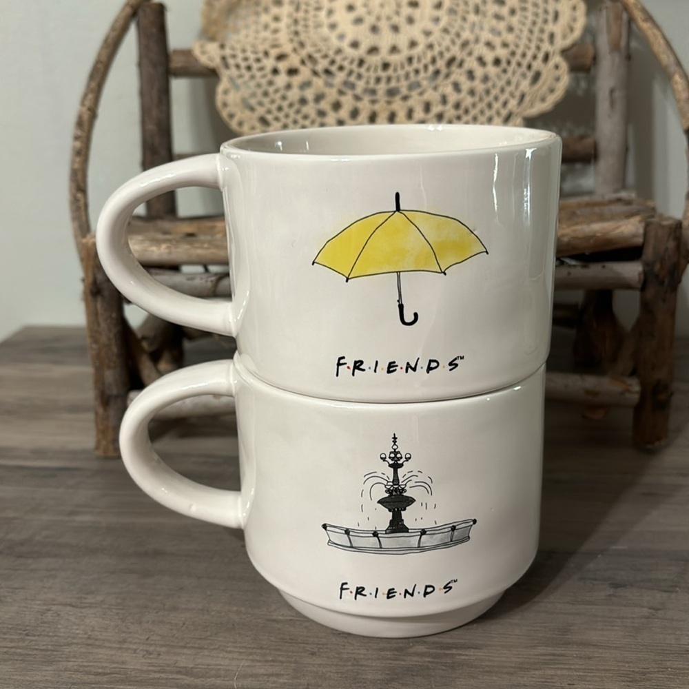NWOT RAE DUNN FRIENDS COFFEE & TEA CERAMIC STACKING MUGS SET OF 2 - Picture 4 of 8